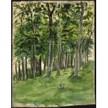 William Conor OBE RHA RUA ROI (1881-1968) WOODLAND SCENE watercolour; (unframed) signed lower right;