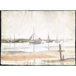 Patrick Leonard HRHA (1918-2005) SKETCHES [WOMEN & SAILBOATS] (SET OF THREE) watercolour and pen;(2)