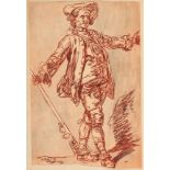 Early 18th Century School MUSKETEER watercolour, pastel and ink 8¼ x 5½in. (20.96 x 13.97cm)