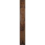 Markey Robinson (1918-1999) FEMALE FIGURE wood carving; (unique) 33½ x 4 x 1¼in. (85.09 x 10.16 x