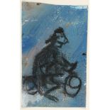 Basil Blackshaw HRHA RUA (1932-2016) MAN ON BICYCLE oil and charcoal on paper 7¾ x 4¾in. (19.69 x