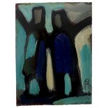 Markey Robinson (1918-1999) UNTITLED (TWO FIGURES II) oil on board; (unframed) signed with