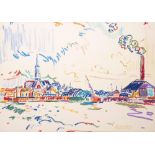 Owen Walsh (1933-2002) TOWN crayon signed lower right 18½ x 26¼in. (46.99 x 66.68cm)