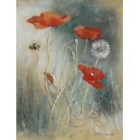 Phoebe Donovan (1902-1998) POPPIES pastel and gouache signed lower right 11¾ x 8¾in. (29.85 x 22.