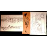 Patrick Leonard HRHA (1918-2005) SKETCHES (SET OF SEVEN) pencil; (3) pen; (1) pastel; (3); (