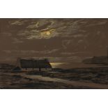 Ciarán Clear (1920-2000) MOONRISE, ATLANTIC OCEAN watercolour signed lower right; titled on