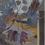 Bea Orpen HRHA (1913-1980) IN AN IPSWICH GARDEN, 1949 gouache on buff-coloured paper igned and dated