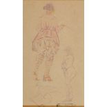 Mary Swanzy HRHA (1882-1978) IN THE PINK coloured pencil with studio stamp lower right 6 x 3¼in. (