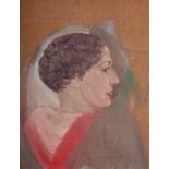 Patrick Leonard HRHA (1918-2005) PORTRAIT OF A WOMAN oil on board; (unframed) signed on reverse 20 x