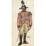 William Conor OBE RHA RUA ROI (1881-1968) GOVERNOR'S GUARD crayon signed lower right 18¾ x 9½in. (