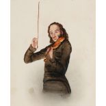 James S. J Fay NICCOLÓ PAGANINI watercolour on paper signed lower centre; inscribed on reverse 5 x