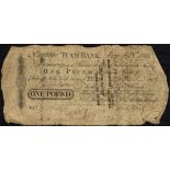 Tuam Bank One Pound, 1812 No. 1666. Very good. BANKNOTES