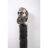 1890 Charles Stewart Parnell ceremonial baton. A carved bog-oak baton surmounted by a silver
