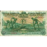 Currency Commission Consolidated Banknote 'Ploughman' One Pound, Bank of Ireland, 1937-1939