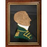 Robert Emmet relief bust by Charles Ludlow. A gilt and painted bronze relief portrait of Robert