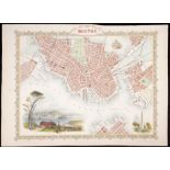 19th Century maps of North America, Texas, Boston and New York Six unframed, hand coloured maps