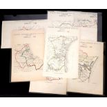 Municipal Boundaries Commission (Ireland) Maps. A collection of seven maps, with colouring, relating