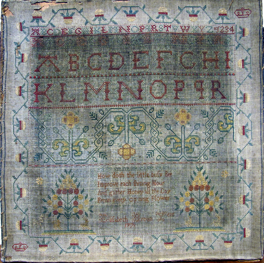 1771 Needlework sampler and collection of needlework. A sampler by Elizabeth Broun, dated 1771, - Image 2 of 3