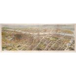 1846 City of Dublin, bird's eye view of the city. A hand coloured, steel engraved panorama,