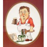 Brendan Behan, caricature portrait by Ray Sherlock. A pen and wash caricature of Behan as a