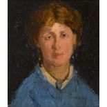 Grace Henry HRHA (1868-1953) ARTIST IN BLUE SMOCK [EARLY SELF PORTRAIT] oil on canvas signed lower