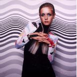 Bert Stern (USA, 1929-2013) TWIGGY BEFORE A PAINTING BY BRIDGET REILLY, 1965 large format silver