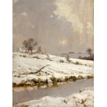 James Humbert Craig RHA RUA (1877-1944) WINTER IN ANTRIM oil on board signed lower left; with letter