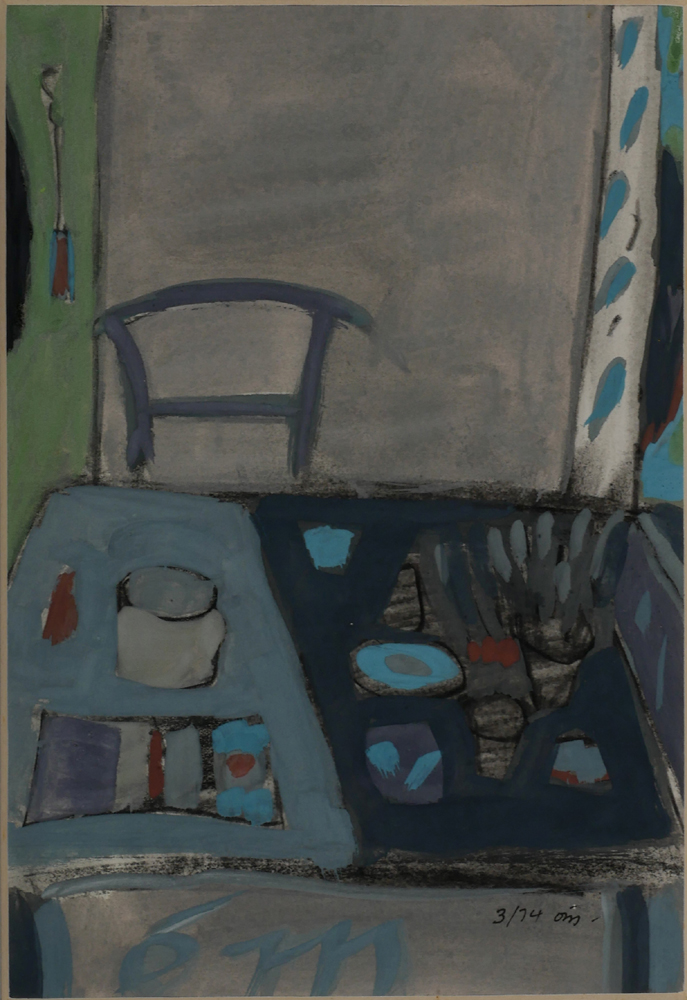 Tony O'Malley HRHA (1913-2003) UNTITLED [TABLE], MARCH 1974 gouache on paper signed with initials