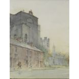 Thomas Ryan PPRHA (b.1929) ST. AUDEON'S CHURCH, DUBLIN charcoal and watercolour signed lower left