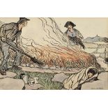 Jack Butler Yeats RHA (1871-1957) KELP-BURNING, c.1905 pen, ink and watercolour signed lower