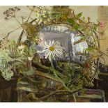 Nick Miller (b.1962) FLOWER WITH ARNOLFINI REFLECTION, 1999 oil on linen signed lower left; dated