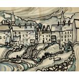 George Campbell RHA (1917-1979) CLIFDEN, COUNTY GALWAY ink and wash signed lower right 12.50 by 15.