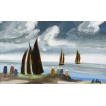 Markey Robinson (1918-1999) FIGURES AND SAILBOATS gouache signed lower right 8.25 by 14.25in. (21 by