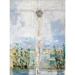 Basil Blackshaw HRHA RUA (1932-2016) CRUCIFIXION: DROMORE, 1958 oil on board signed and dated