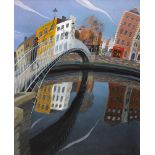 Nicholas Hely Hutchinson (b.1955) THE HA'PENNY BRIDGE, DUBLIN gouache and pastel signed with