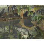 William John Leech RHA ROI (1881-1968) GREY BRIDGE, REGENT'S PARK, LONDON oil on panel signed