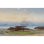 Anthony Carey Stannus (1830-1919) TALL SHIP ENTERING THE HARBOUR, 1888 watercolour signed and