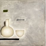 Guggi (b.1959) BOWL AND VASE, 2001 oil on canvas signed and dated lower right 35.50 by 35.50in. (