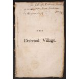 Goldsmith, Oliver. The Deserted Village, A Poem By Dr. Goldsmith. First Irish edition, signed by the