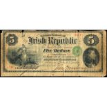 1866 Irish Republic, Five Dollar Bond Numbered 1411, signatures of Sullivan and John O'Mahony in