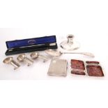 A collection of silver and silver-mounted wares including a conductor's baton. A silver mounted