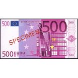 European Central Bank. Set of 7 Specimen banknotes five euro to five hundred euro. Five, Ten,