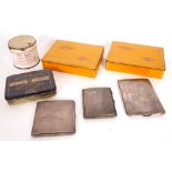 Tobacciana, cigarette cases tobacco and cigarettes. Three silver cigarette cases,11oz troy (344g); a