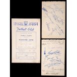 Football 1956 Home Farm selection v. Manchester United "Busby's Babes", team autographs and match