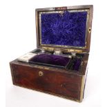 A Victorian rosewood vanity case, by Austin, Westmoreland Street, Dublin. A brass-bound rosewood