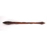 Circa 1900 South-East Australia club. A hardwood club the head and shaft carved with frog being