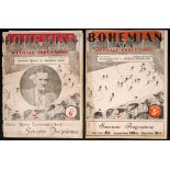 Football 1948 and 1949 Bohemian AFC v. Middlesbrough and Manchester Utd. programmes. Two Bohemian