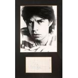 Mick Jagger, autograph signature. A page from a pocket address book signed in blue ballpoint 'To Ray