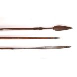 19th century Southern African spears. Two hunting spears of typical assegai form; together with a