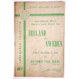 1949 Ireland v Sweden World Cup qualifier, programme 13 November 1949 at Dalymount Park.